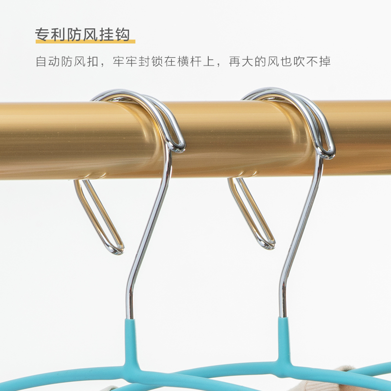防风衣架自动卡扣固定户外晾衣防C掉落高空阳台宿舍自动防风扣衣