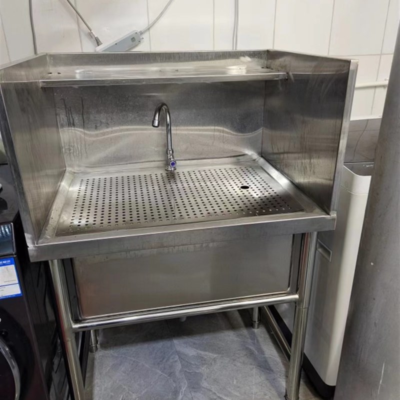 洗鞋枪专用不锈钢操r作台带冲孔网板 操作台水池两用