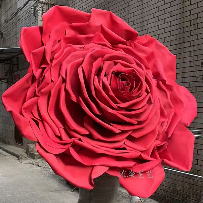 超大巨型户外防水泡沫EVA大红色玫瑰节日橱窗美S陈背景布置立体花