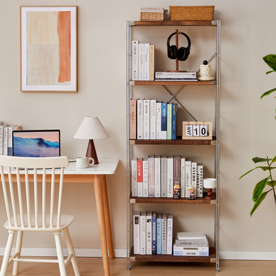 实木书架满墙置物架金属