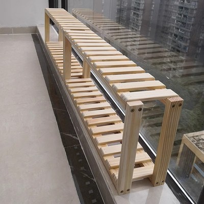 窗台多肉小花架子l阳台实木质多层架窄置物架办公桌飘窗花架盆景