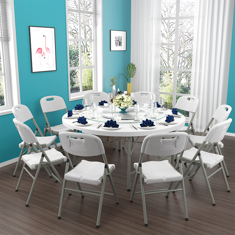 折叠圆桌家用简易大圆桌面8人户外简约餐N桌椅可折叠餐桌子饭桌