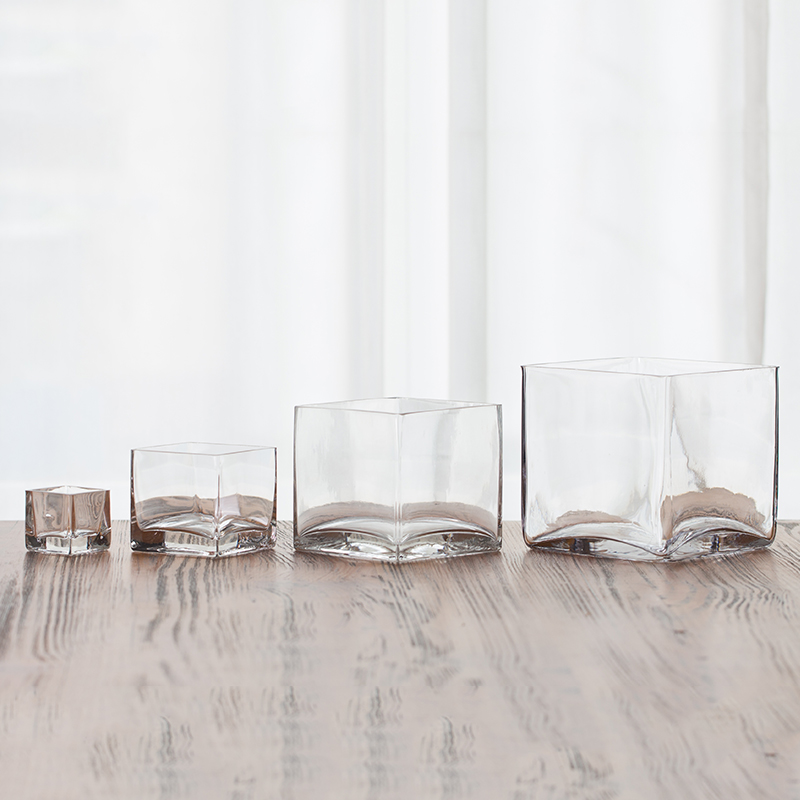 高透明方形玻璃器皿方缸多尺寸摆件插G绿植家居饰品客厅办公桌装