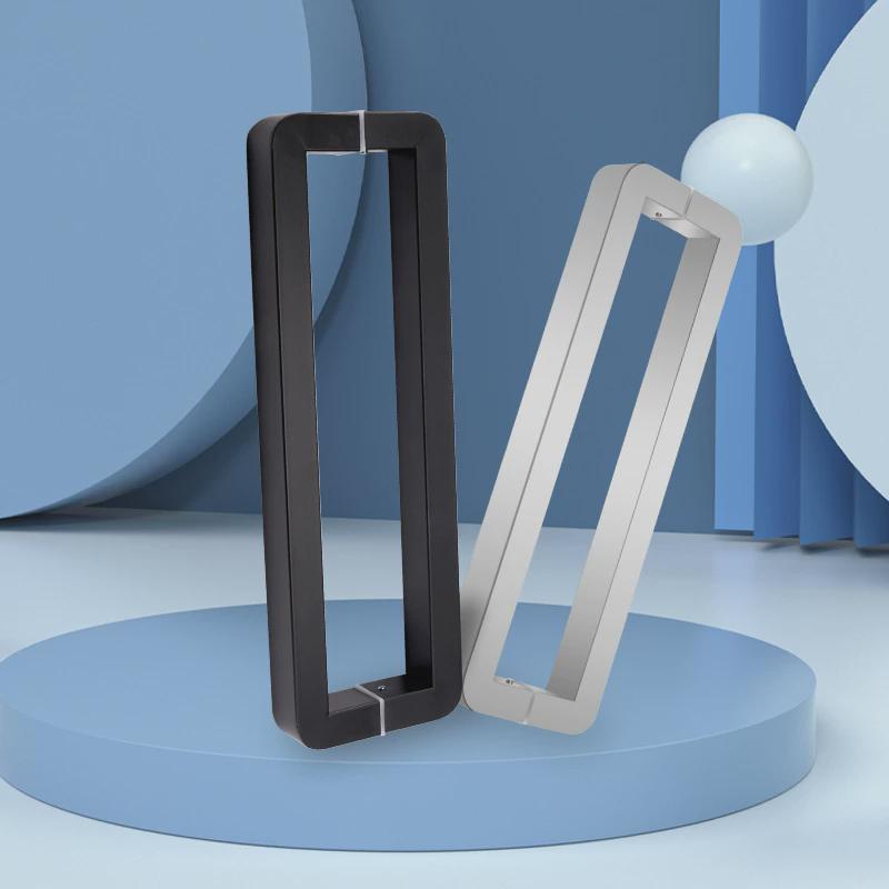 新款圆角方管加厚不锈钢玻w璃门拉手黑色木门烤漆拉丝大门把手