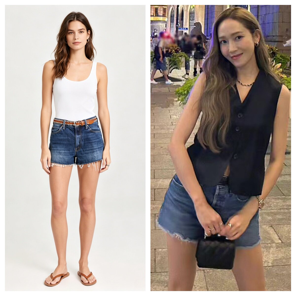 郑秀妍同款Mothe毛边瘦牛仔裤女