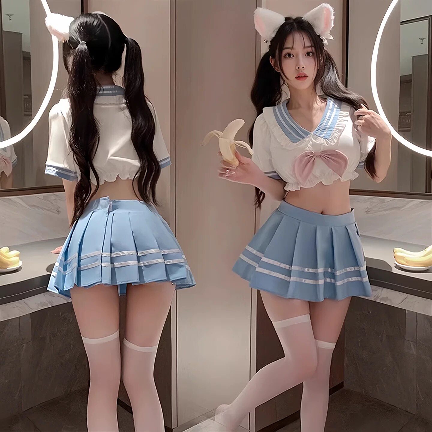 水手服纯爱校花制服套装趣味内衣睡衣/家居服套装