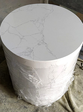 圆柱形大理石底座摆件酒店客厅轻奢高档落地石材装饰展示柱雕塑台