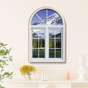 窗外风景画假窗户装饰画空间延伸感酒吧宾馆房间仿真开窗遮挡挂1