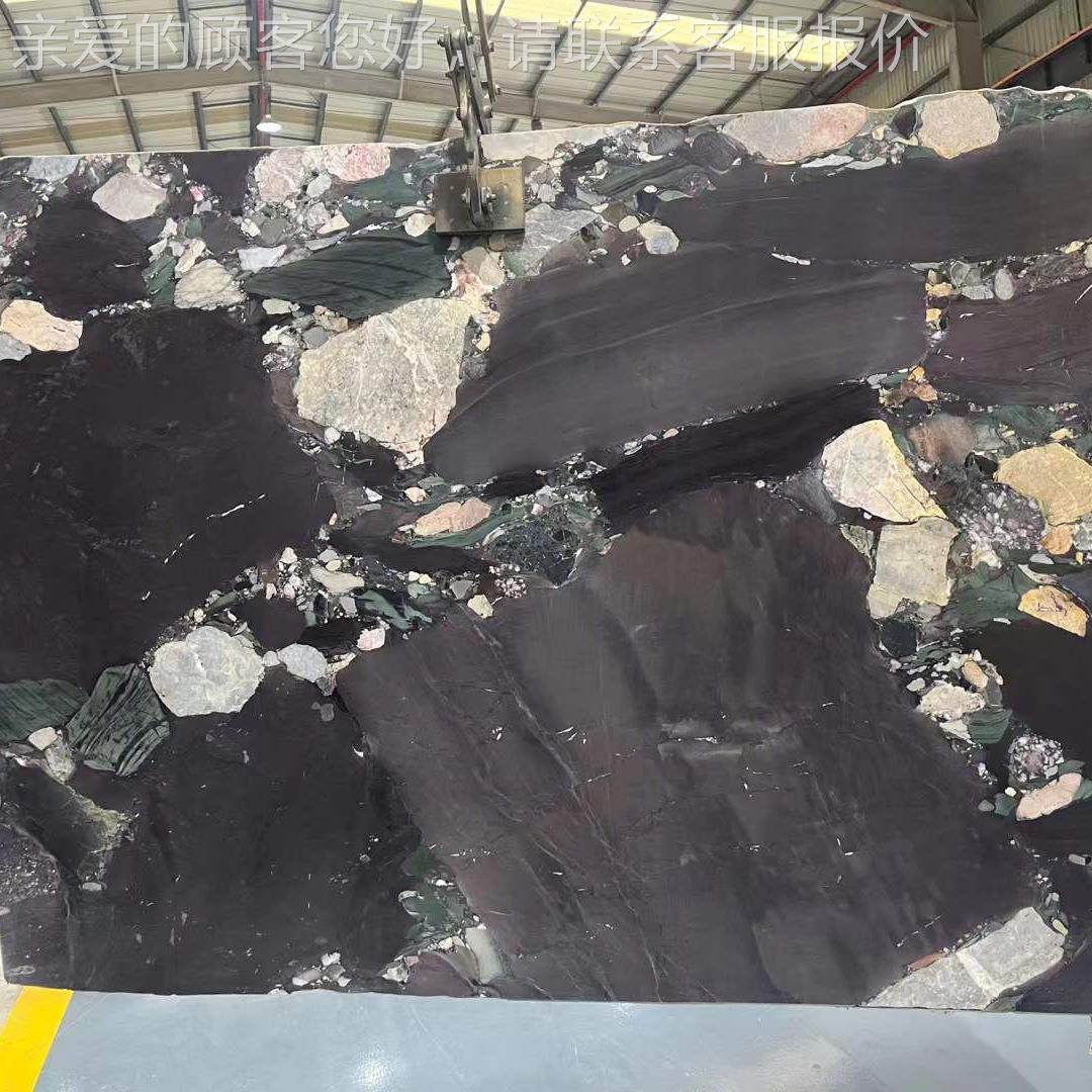 法四绿国色大理石岛餐桌台面板奢石无品牌/台背季景墙天然石材