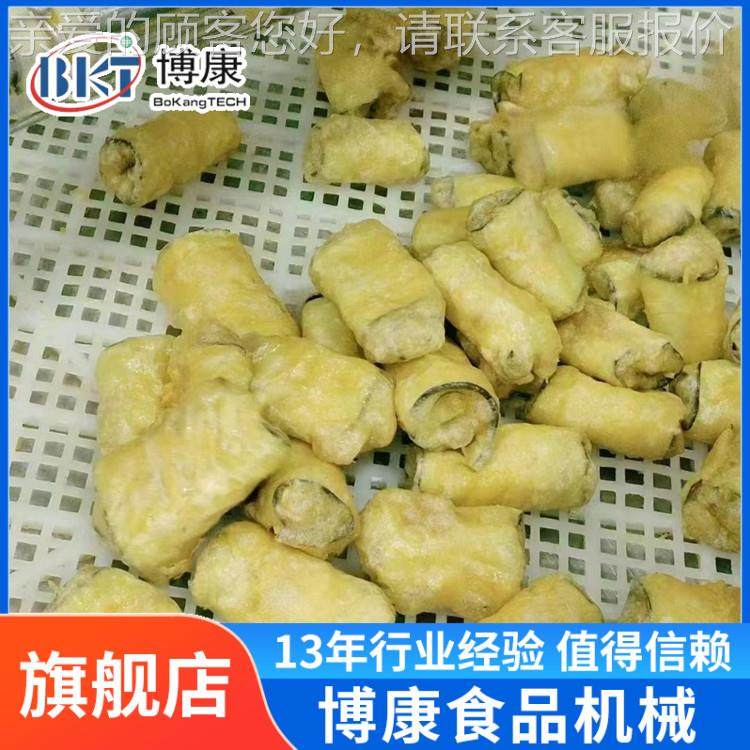 茄浆卷上浆机 菩提南瓜裹油设备YHU 天妇罗风味茄子生炸产线裹炸
