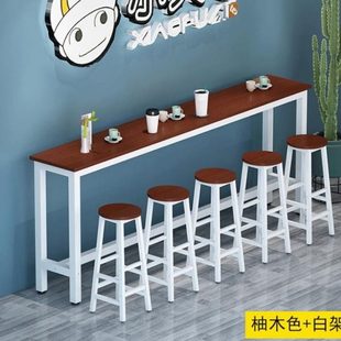 靠墙吧台桌吧台椅小吃店简约高脚桌现代靠窗窄桌子长条桌桌椅组合