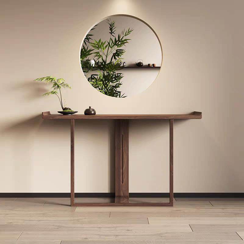 黑胡桃木家居入口门入口桌实木新中国风的条形箱子储物架艺术门厅