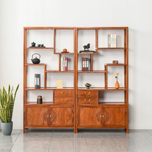 刺猬紫檀博古架中式古董架客厅全实木落地茶叶架隔断花梨木展示架