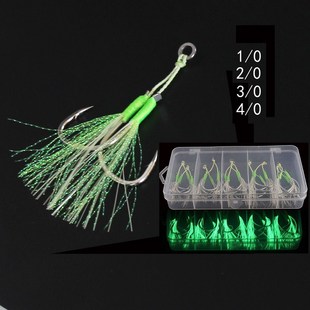 海钓铁板钩路亚钢丝单双钩夜光亮丝鲅鱼钩快抽慢摇海钓巨大物鱼钩