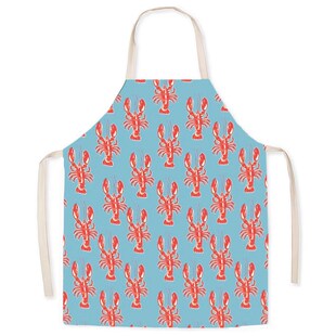 创意搞怪可爱无袖 棉麻做饭围裙龙虾店火锅店工作服防污罩衣 挂颈式