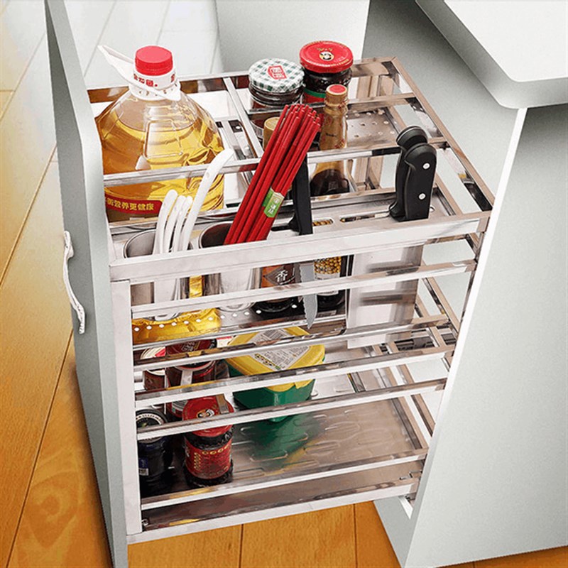 连体304不锈钢调味篮250调味蓝厨房拉栏350收R纳拉篮方管调味拉兰