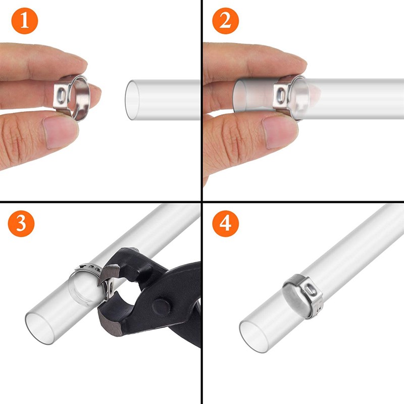 100个a/盒装不锈钢单耳箍圈+无极卡箍钳子组合喉箍卡箍抱箍套