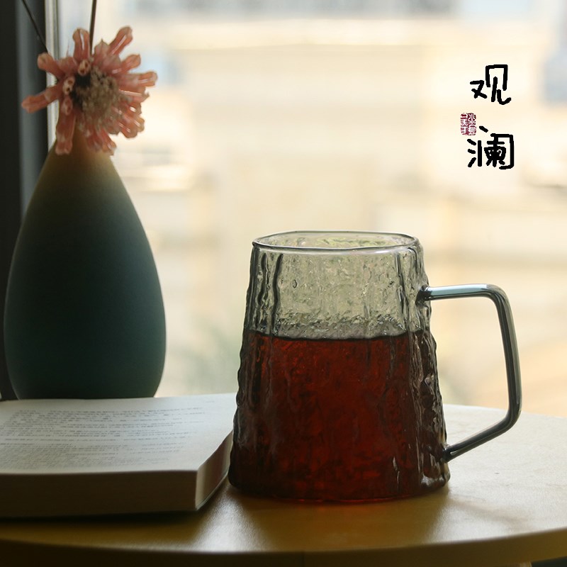 大容量可加热微波炉玻p璃杯家用带把喝水杯子办公室耐热泡茶杯带