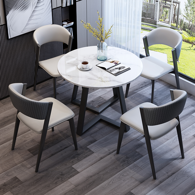 岩板轻奢接待洽谈判桌椅组合售楼C处4S店铺办公室会客休息区圆桌