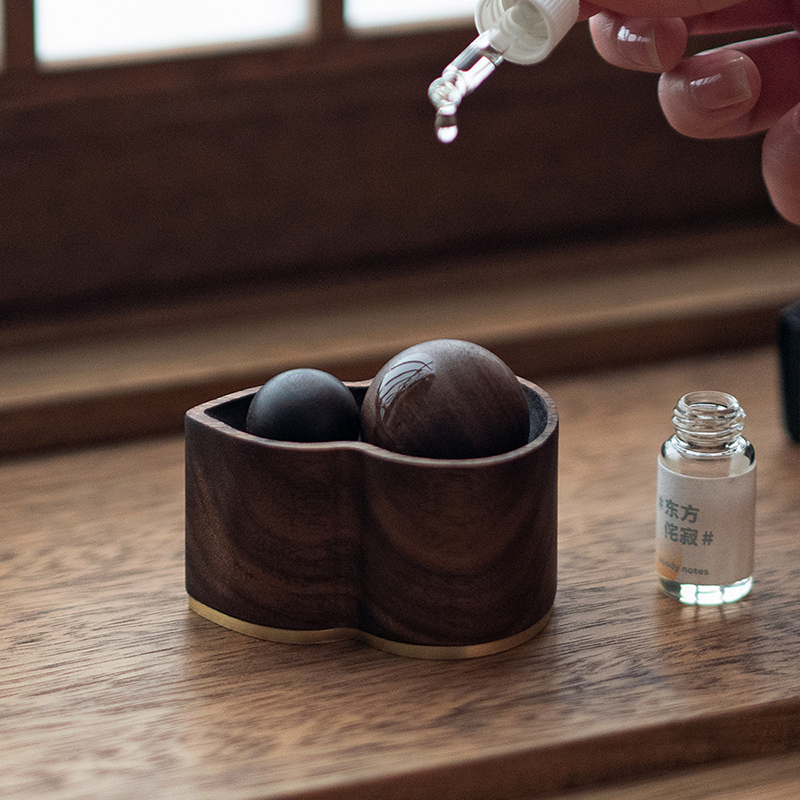 葫芦豆荚香薰MOJI生活精油扩香摆件东方国风车载S香氛创意实木礼