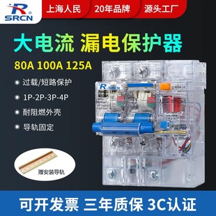 上海人民DZ47LE 125开关漏电保护器DZ158漏保开关2P3P4P100A125A