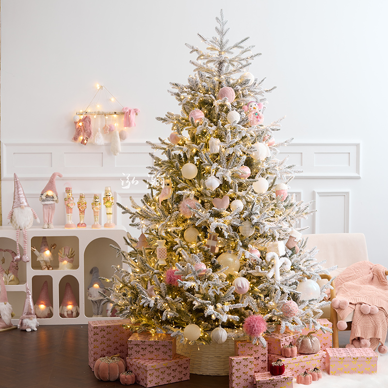 2024新款圣诞树粉色仿真家用圣诞树圣诞节客厅橱窗装饰品拍摄道具