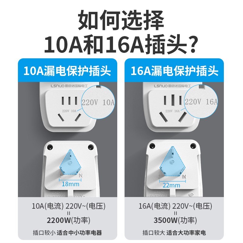 德国漏电保护器电热水器插头空调专用漏保开关16Ra防漏电10a插座