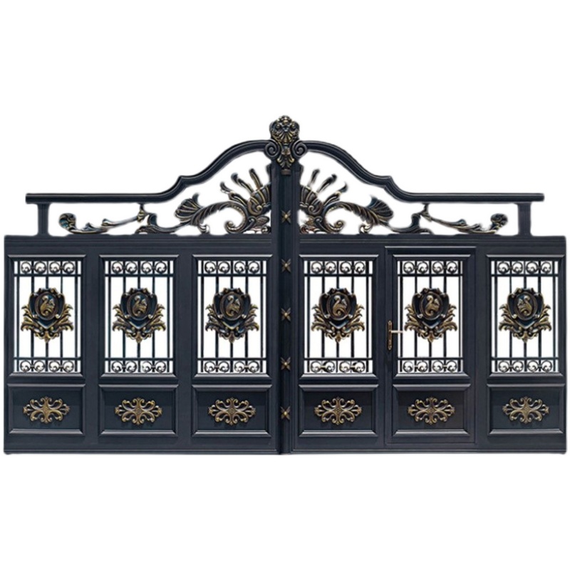 铝艺大门铝合金中式双开门别墅庭院大门农村铁艺门小Y区围墙电动