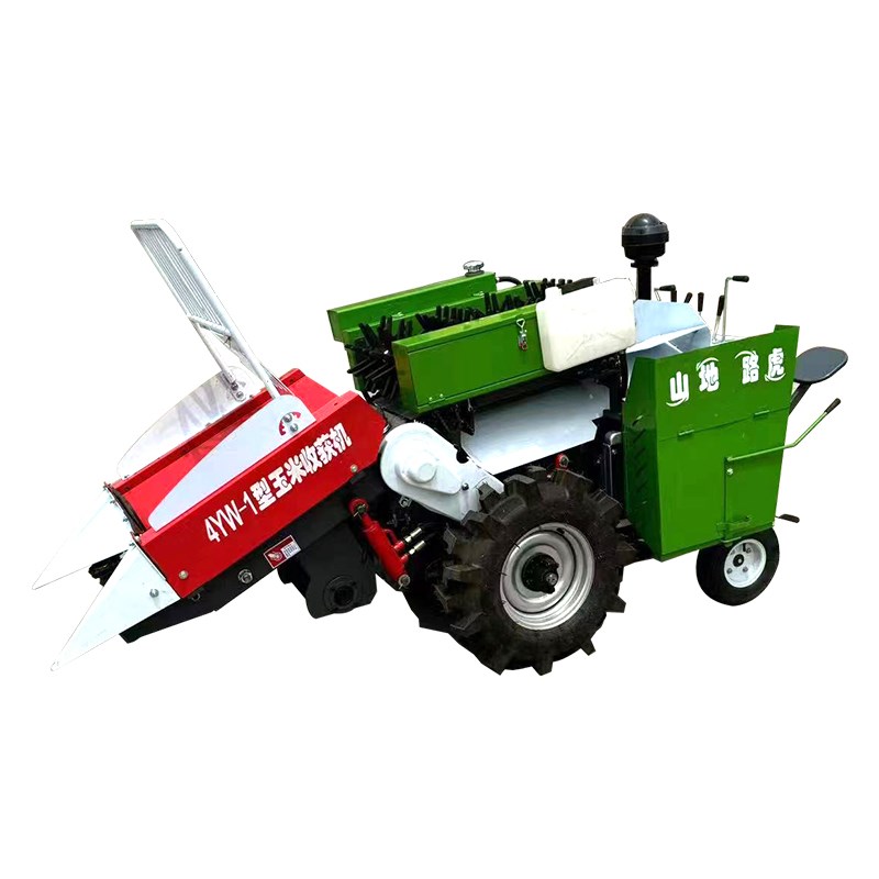 玉米收割机小型家用单行收获机柴油手推单L行带二次扒皮脱皮收割