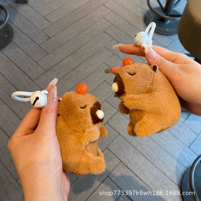 会吱吱叫的卡皮巴拉水豚挂件毛绒玩偶吐泡捏捏乐礼物可爱小挂件