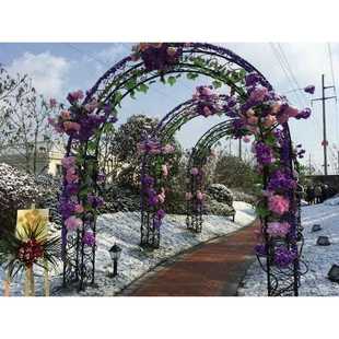 欧式铁艺拱门架子草坪婚礼鲜花爬藤花架韩式花门新款婚庆道具布置