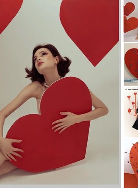 红色爱心kt板网红拍照道具写真影楼打卡点装饰布置店铺背景墙陈列