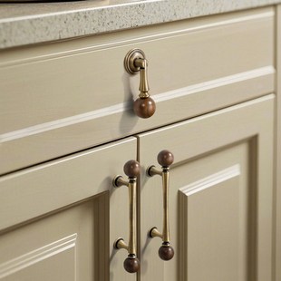 胡桃木黄铜拉手复古新中式黄古拉手仿古抽屉家具橱柜衣柜门把手