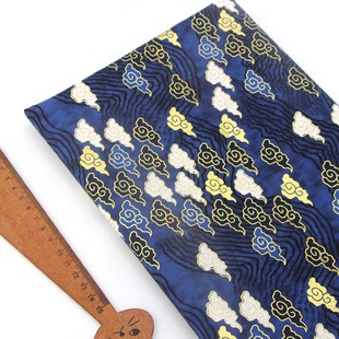 易想布到 中国风祥云纹国产烫金棉麻幅宽145CM半米出售