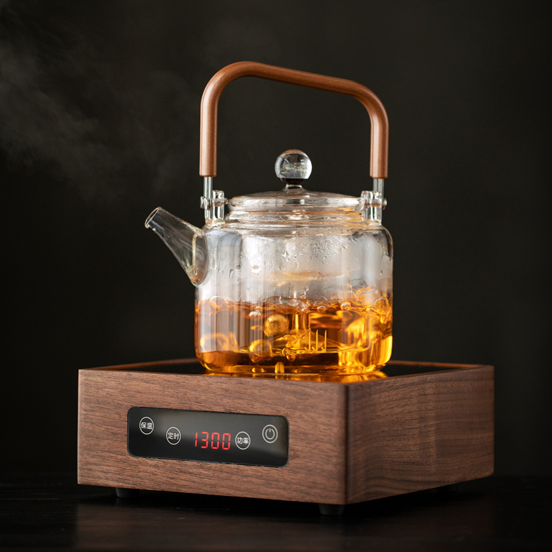 胡桃木电陶炉煮茶器家用小型电热煮茶炉烧水壶套装煮茶底座温茶炉