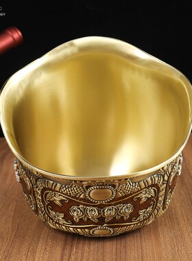 欧式奢华金属雕刻装饰品收纳桶家居客厅茶几干果皮桌面垃圾桶摆件