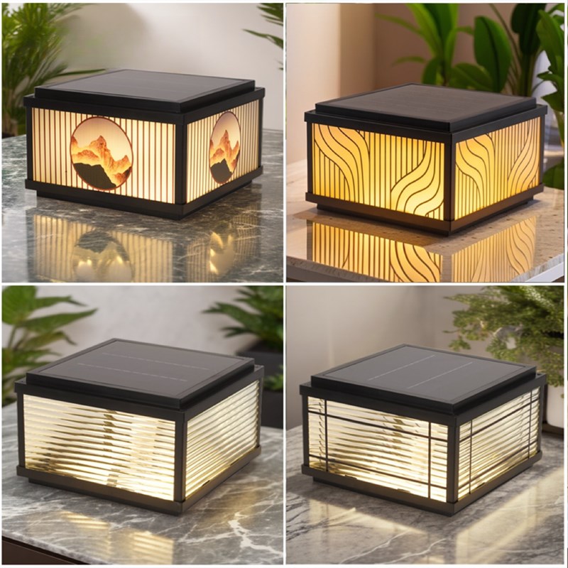 太阳能柱头灯户外防水庭s院灯简约现代别墅家用平顶大门柱子围墙