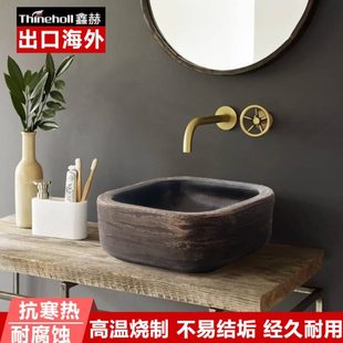 洗手盘工业风卫生间厕所家用艺术洗脸台盆 复古台上盆方形陶瓷中式