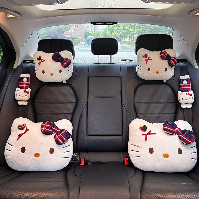 汽车头枕护颈枕车载可o爱学院风kitty车用靠枕女士车内座椅靠颈枕