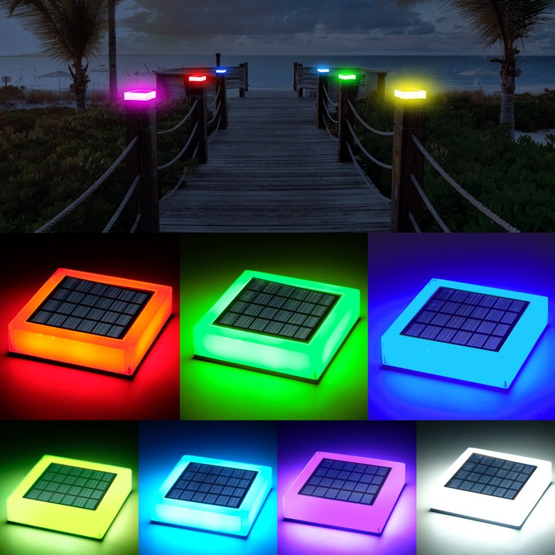 新款太阳能柱头灯方形款户外围墙篱笆柱子灯花园ipV68防水庭院灯