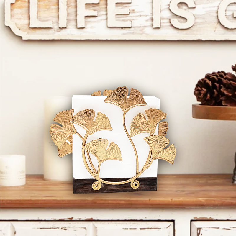 北欧铁艺银杏叶厨房家用桌面餐巾B纸架子纸巾夹纸座托收纳置物创