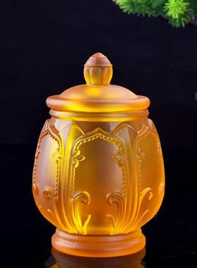 供佛吉祥花圣水杯佛具仿琉璃莲花净水杯家用奉神玻璃杯摆件包邮