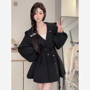 截短式风衣外套女2025年新款短款灯笼袖小个子大衣爆款秋装风衣裙