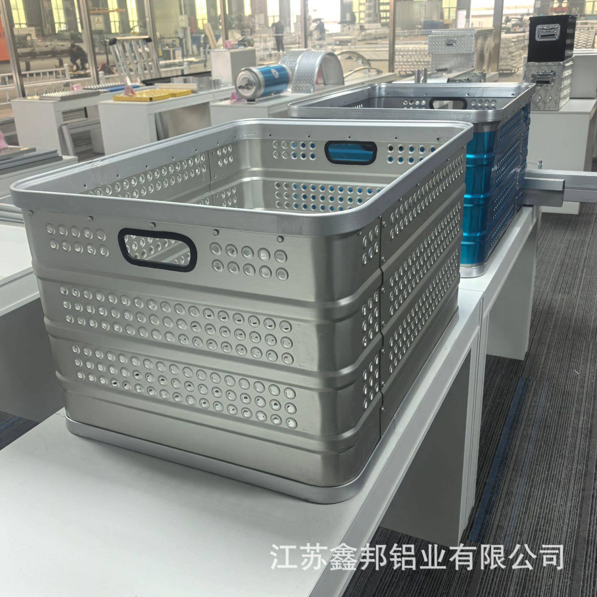 定制铝合金周转箱加厚铝框物流箱车间物料周转筐可堆叠铝箱