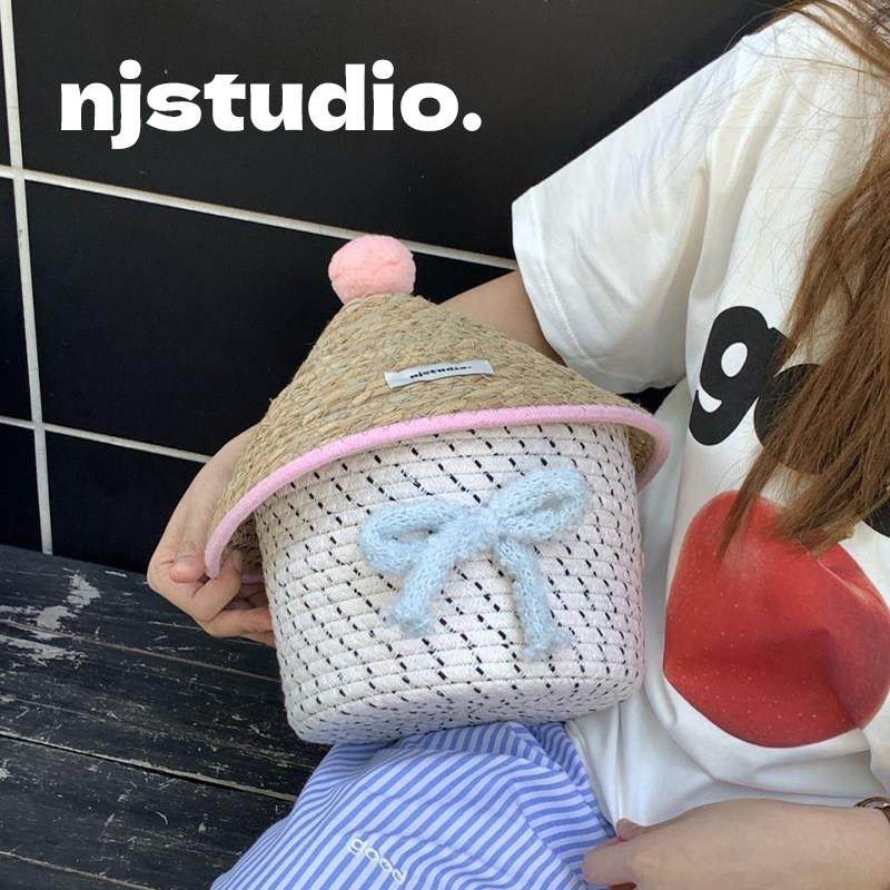 田园风宿舍耐用收纳筐创意草编加大置物盒原创编织篮装饰小房子桶