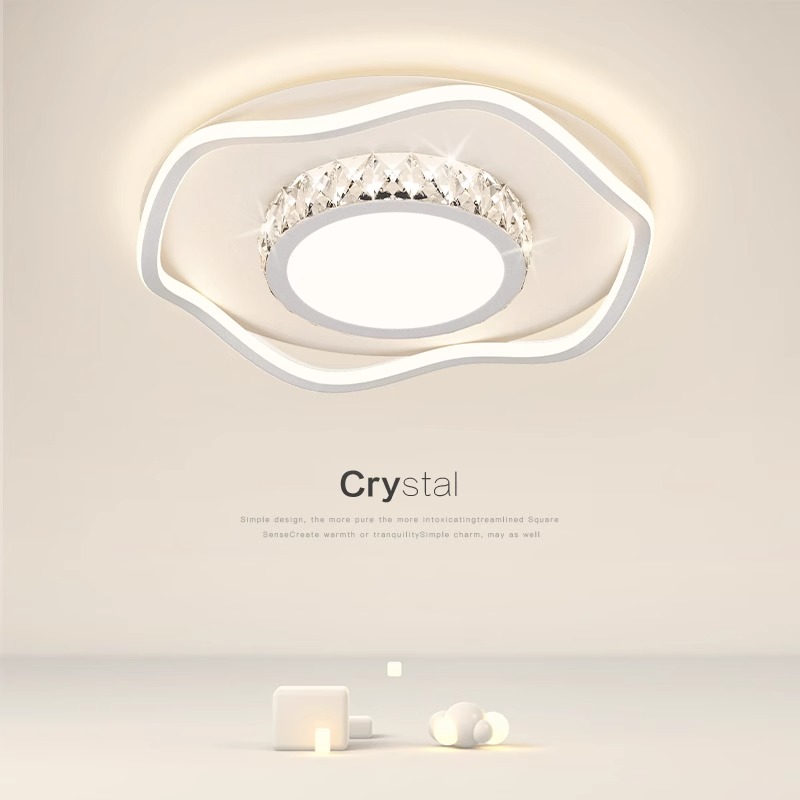 卧室灯现代简约轻奢高级感水晶吸顶灯F具全屋套餐客厅灯中山灯具