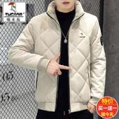 立领韩版 2025新款 休闲潮流羽绒服 加绒加厚保暖外套男士 啄木鸟冬季