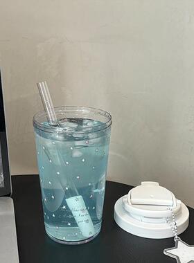原创星星母婴级Tritan材质塑料吸管水杯便携户外随手杯子直饮礼物