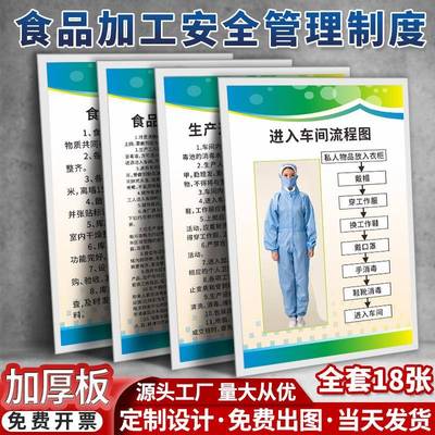 食品安全加工厂车间管理制度进入车间流程图七步洗手法检查标识牌