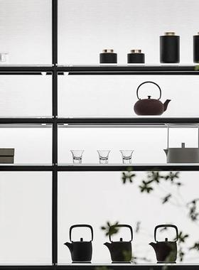现代新中式样板间茶室博古架茶具饰品茶壶茶杯售楼处装饰摆件组合